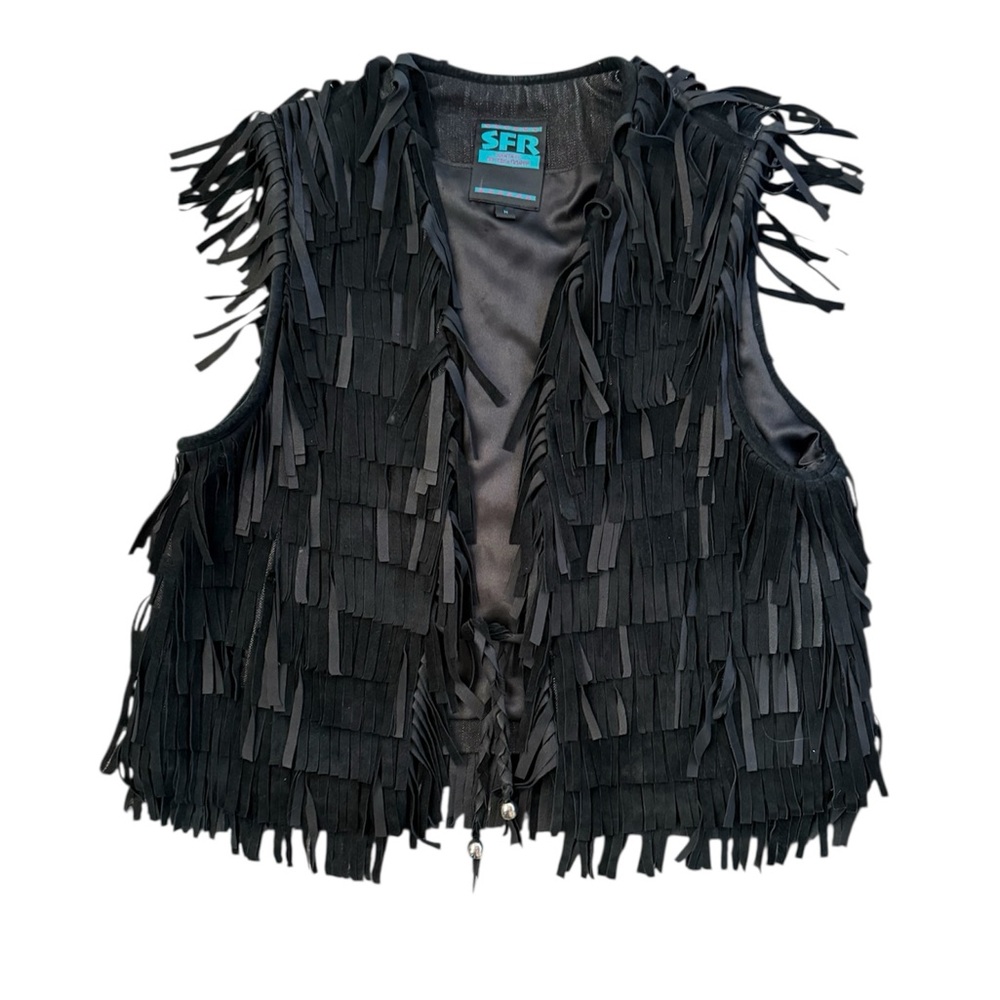 SFR Santa Fe Re Creations Black Suede Fringe Vest